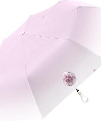 Travel Folding Umbrella Automatic Open/Close Ring Handle Coating Gradient Color Layer Fabric Blocking/Rain Sun Anti UPF 50 UV Protection 99.9% /Portable/Lightweight Small Backpack/Men Women Kids