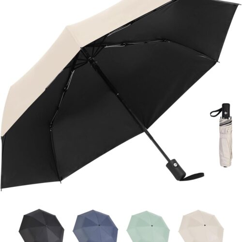 42 Inch Portable Travel Umbrella - Windproof Umbrella for Rain, Strong and Compact - Ideal for Car, Golf, Backpacking, and On-the-Go Use