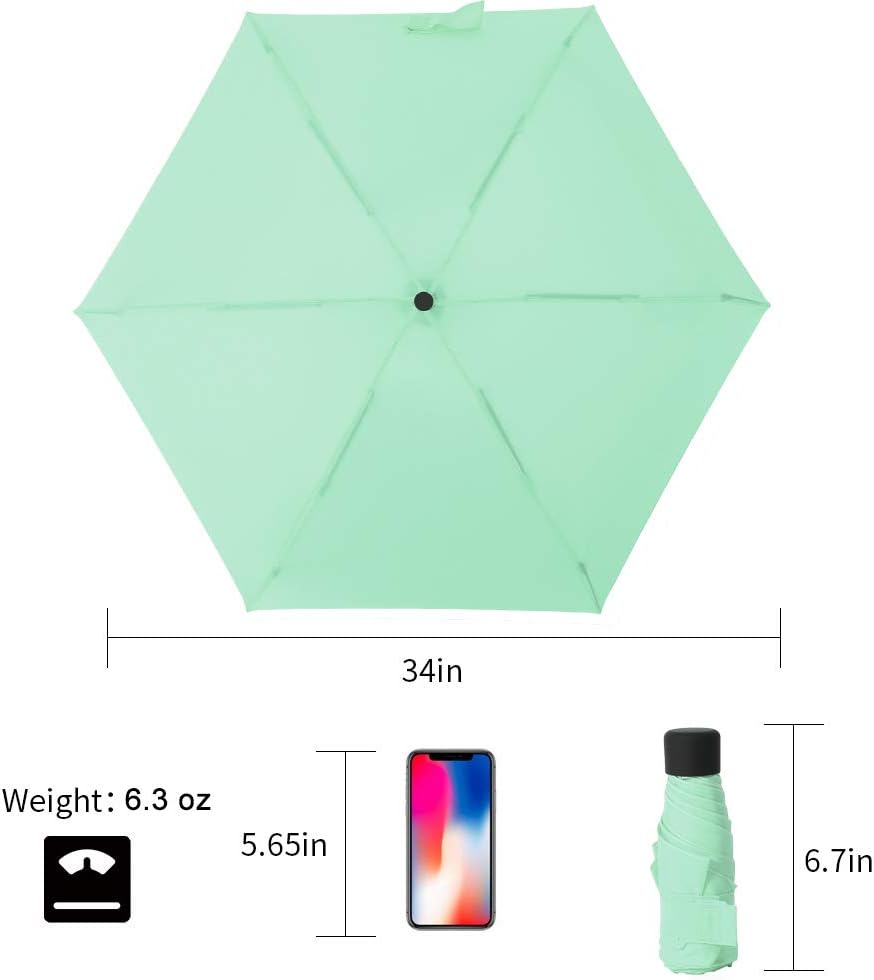 Small Mini Umbrella For Travel With Case, Compact UV Umbrella Protection Sun, Lightweight Portable Parasol Sun&Rain Umbrellas