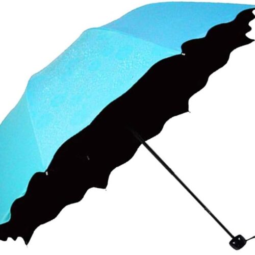 Compact Umbrella Triple Folding Anti-uv Dome Parasol Blue