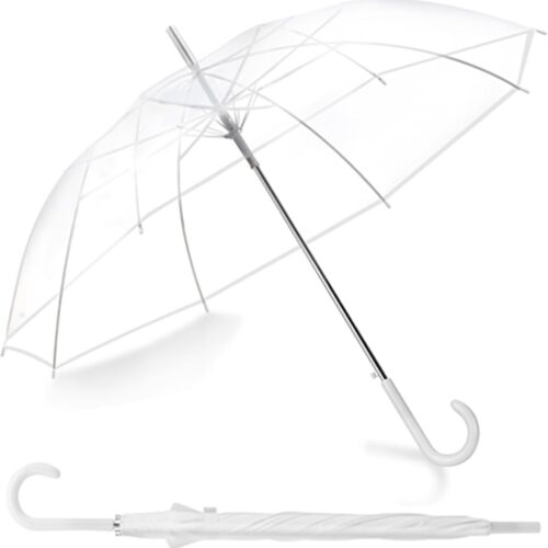 Imports Large Clear Umbrella, Rain Windproof Transparent Auto Open Stick Umbrella for Photo Prop Weddings Travel Outdoor Events