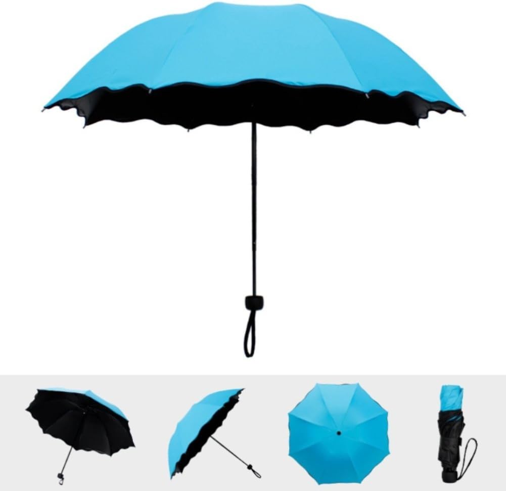 Compact Umbrella Triple Folding Anti-uv Dome Parasol Blue