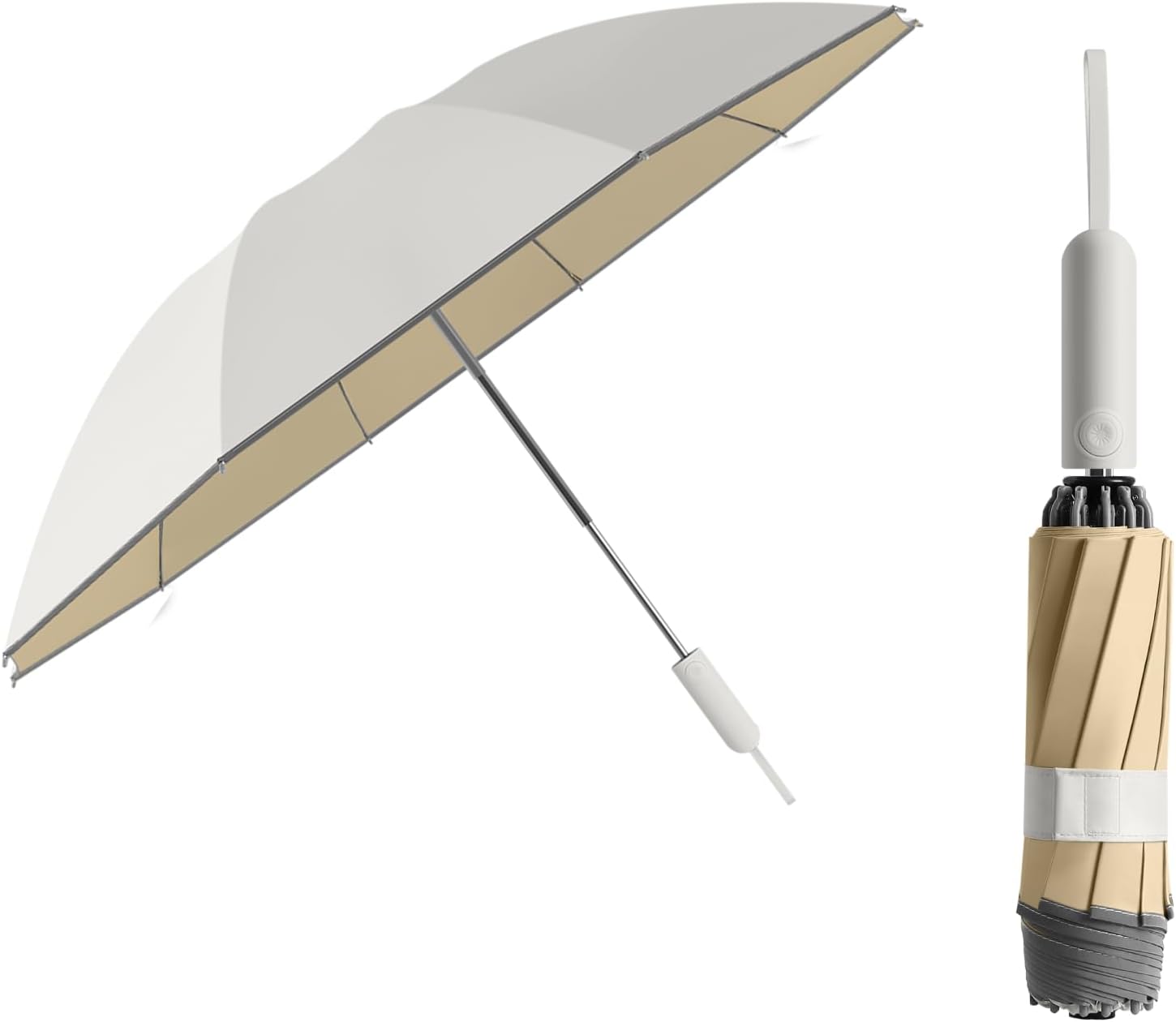 Sun Relief Design Handle Folding Inverted Reverse Umbrella ,Outdoor Rain/Sun/99 UV Protection/UPF 50 Blocker Compact Windproof/Waterproof Auto Open/Close,Portable Golf Parasol Stylish and Colorful