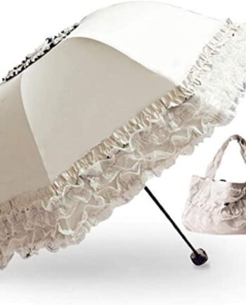 Foldable Lace Parasol Travel Sun Rain Umbrella Compact Anti UV Resistance Princess Sun Umbrella for Women & Girls