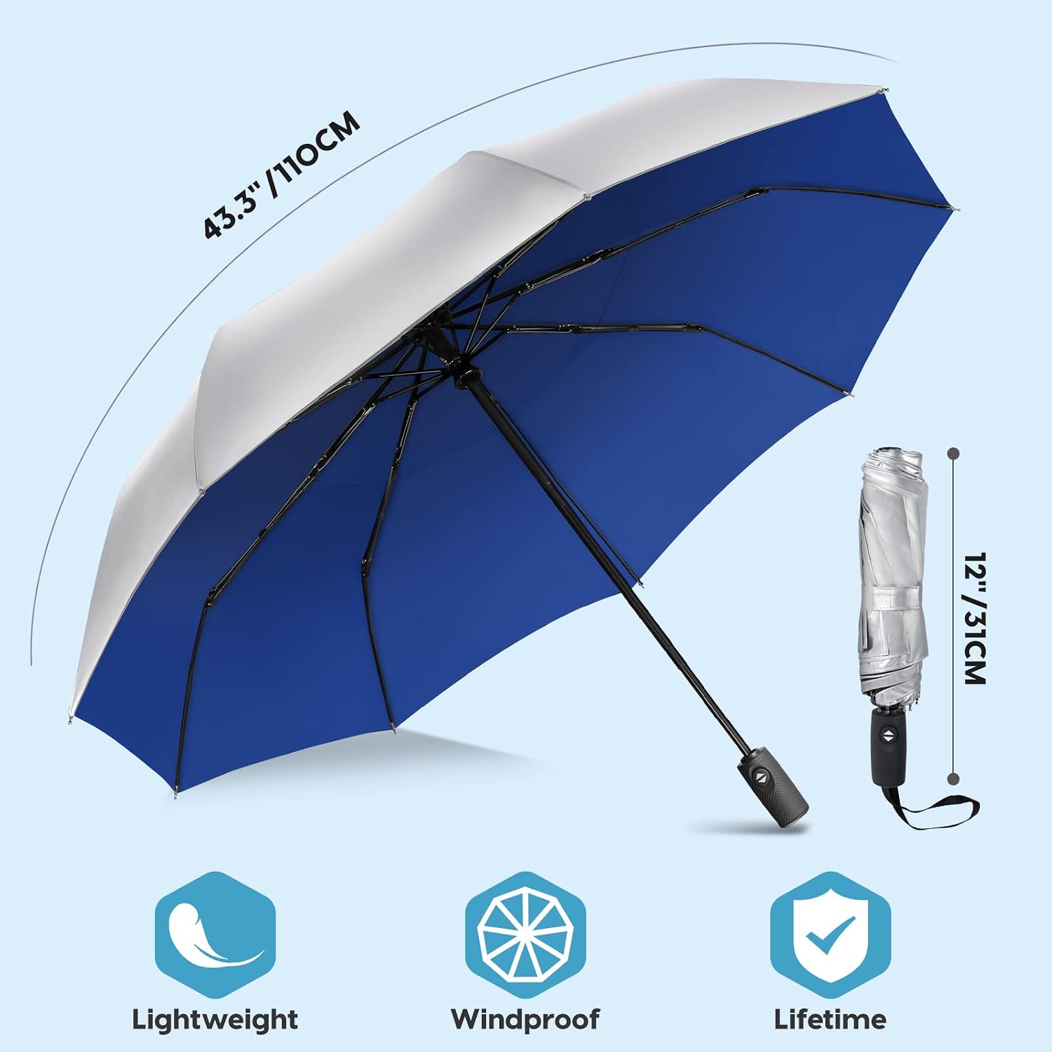 Travel Umbrella UV Protection, Small Automatic Portable Folding Umbrellas Compact Paraguas, Sun Parasol Windproof Shade UV Blocking Packable Lightweight for Women Men
