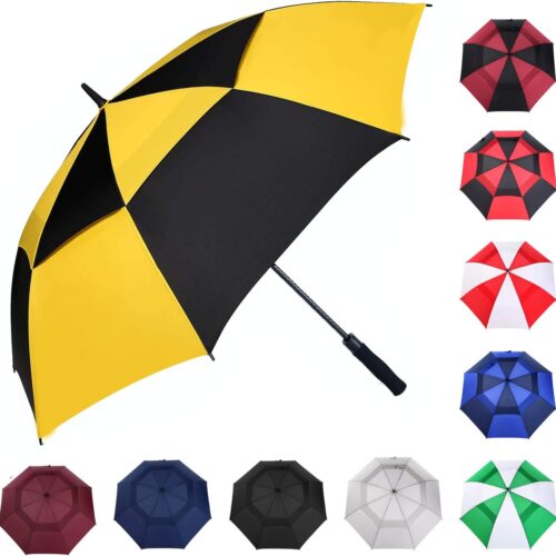 54/62/68/72 Inch Automatic Open Golf Umbrella, Extra Large Oversize Double Canopy Vented Windproof Waterproof Stick Umbrellas for Rain