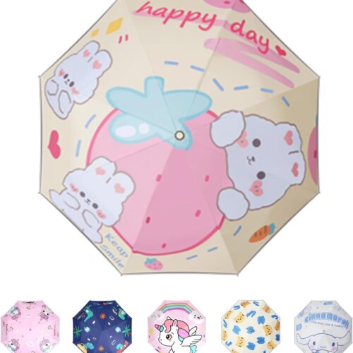 Automatic Kids Umbrella, Folding Telescopic Toddler Umbrella for girls & boys, UV/Sun Protection - Strong and Portable - Compact, Durable, Lightweight Cute