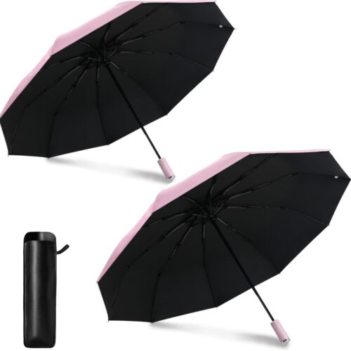 UV Protection Umbrella for Rain Sun Umbrellas Windproof Anti-Rebound UPF 50+ UV Travel Umbrella Compact for Women Men