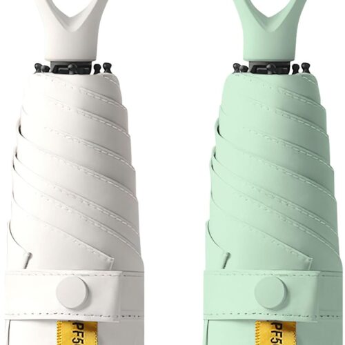 2-Pack Travel Mini Compact Umbrellas - UV Sun Protection 50+ Portable  & Pocket Purse Umbrellas for Men, Women & Kids - Rain & Sunproof, Fits in Purse/Backpack