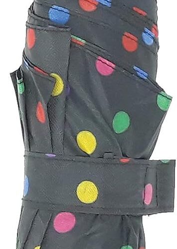 Basic auto open umbrella ~ 42" Coverage ~ Colorful dots on black