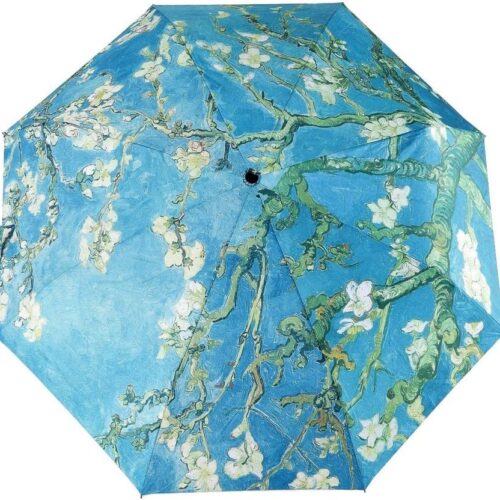 Automatic Umbrella, Creative Oil Painting Automatic Folding Umbrella Anti UV Sunblock Umbrella Sun Protection Parasol Rain/Sun Umbrella for Ladies (blue)