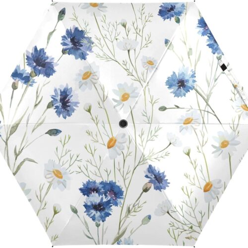 UV Sun Umbrella Compact Folding Travel Umbrella for 99% UV Protection Windproof Rainproof Small Light Fashion Parasol for Men and Women Gift Flower