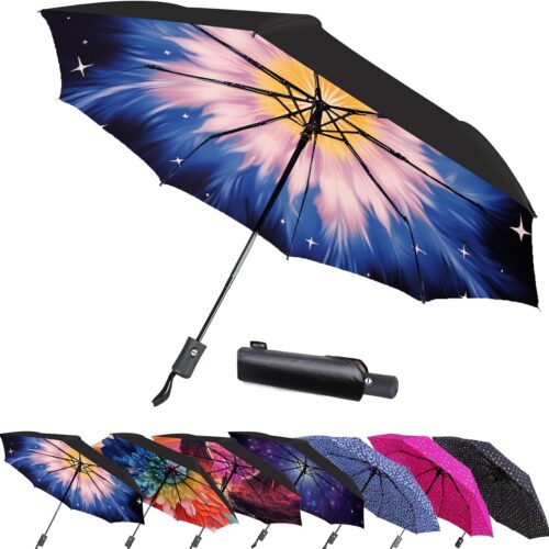 42/49 Inch Compact Windproof Travel Umbrella for Rain, Lightweight, Portable, Automatic, Strong, Waterproof Folding Umbrellas for Women, Men and Teenagers