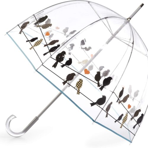Adult Clear Bubble Umbrella with Dome Canopy, Lightweight Design, Wind and Rain Protection, Birds on a Wire, Adult - 51" Canopy