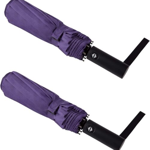 2 Packs Travel Umbrella Windproof Auto Open & Close Collapsible Folding Small Compact 10 & 8 RIBS Backpack Car travel Essentials Purse Umbrellas for Rain