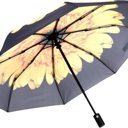 Travel Essentials Umbrella Windproof Compact Collapsible Light, Automatic, Strong and Portable, Wind Resistant, Folding Small Umbrella for Rain