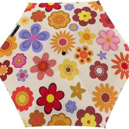 5-Fold 6 Ribs Travel Sun Parasol, Folding Umbrella Manual Open/Close Umbrella UV Protection Strong Rain Outer