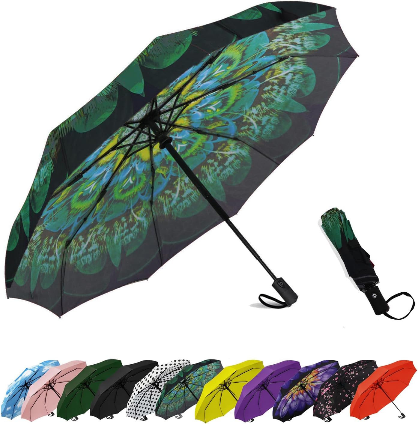 Windproof Travel Compact Umbrella-Automatic Umbrellas for Rain-Compact Folding Umbrella, Travel Umbrella Compact, Small Portable Windproof Umbrellas for Men Women Teenage.