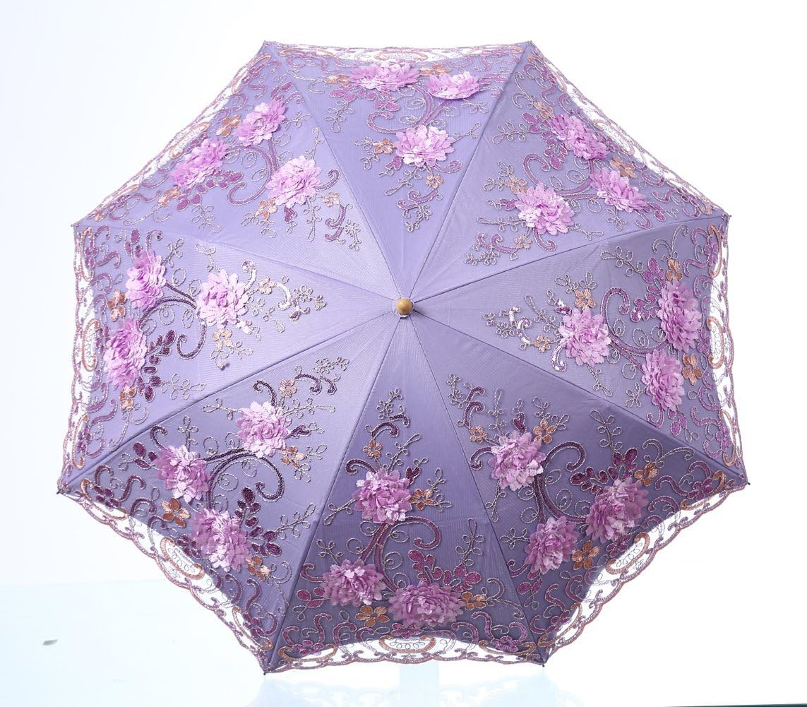 Embroidered Lace Double-deck Anti-UV Parasol Sun/Rain/Snow Folding Umbrella